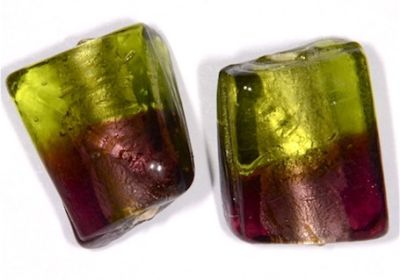 GLx0875 15x12mm Purple/Lime SL Twist Lozenge