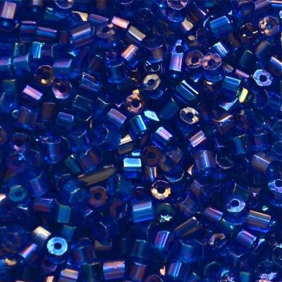 HEX436 Trans Blue AB Size 9 Hex Beads