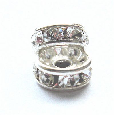 DR104 8mm Diamante Set Silver Rondelle