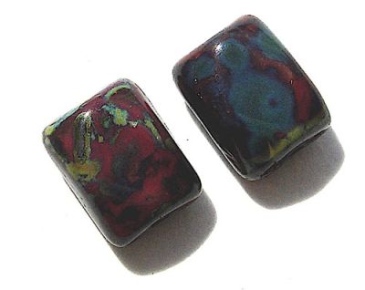 GL1377 8x6mm Dark Red Mottled Lozenge