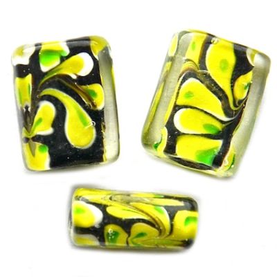 GL2174 15x12mm Black and Green Swirl Lozenge