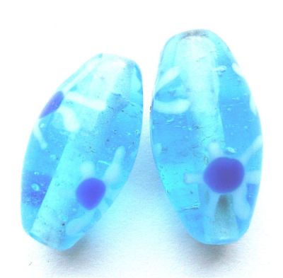 GL0701 Turquoise Oval Patterned Bead
