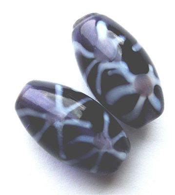 GL0702 Tanzanite Oval Patterned Bead