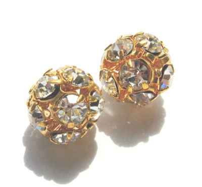 DR207 12mm Diamante Set Gold Ball