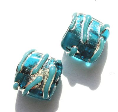 GL0918 Teal Cushioned Flat Square Bead