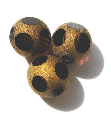 GLx2461 8mm Brown Round with Gold Frost