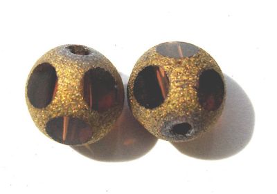 GLx2467 10mm Brown Round with Gold Frost Finish