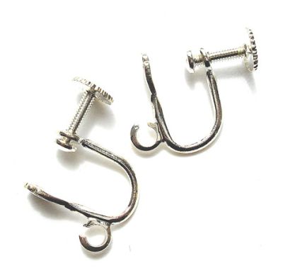 FN005 Pair of Silver Screw on Fitting with Flat Pad