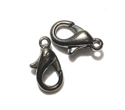 FN024 Grey Black Medium Lobster Clasp 13mm