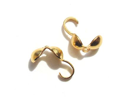 FN061 Pair of Gold Calotte Crimps with Hook