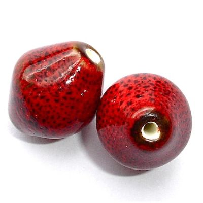 CE126 16x14mm Red Speckle Rhomboid Ceramic Bead