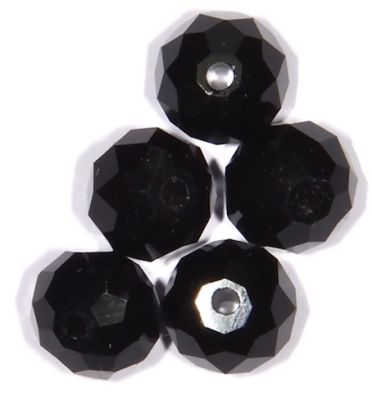 CC1282 6x8mm Faceted Jet Rondelle