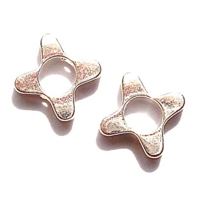 MB658S 8mm pierced centre silver flower bead/link