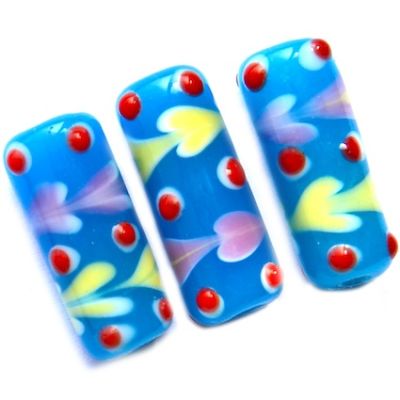 GL2328 20x8mm Capri Blue Heart Tube