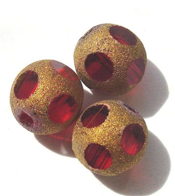 GLx2462 8mm Siam Round with Gold Frost