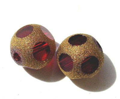 GLx2468 10mm Siam Round with Gold Frost Finish