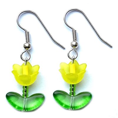 Simple Tulip Earrings - Yellow