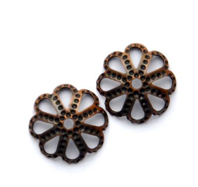 FN091 10mm Antique Copper Filigree Bead Cup