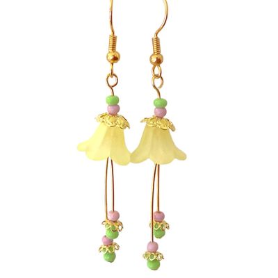 Delicate Fuchsia Earrings - Yellow