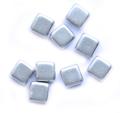 GL6163 Met Silver Diamond Tile Beads