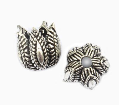 MB393 12x13mm Antique Silver Calyx Bead Cap