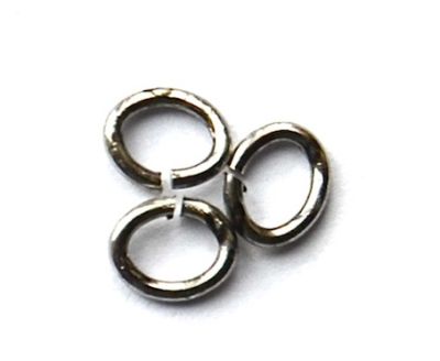 FN067 5x4mm Grey Black Oval Jump Rings