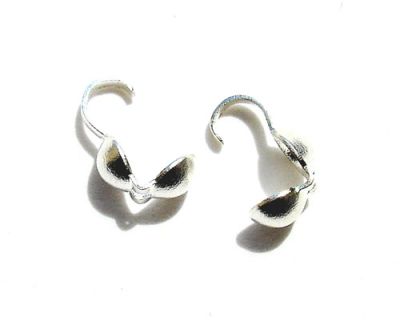 FN061 Pair of Silver Calotte Crimps with Hook