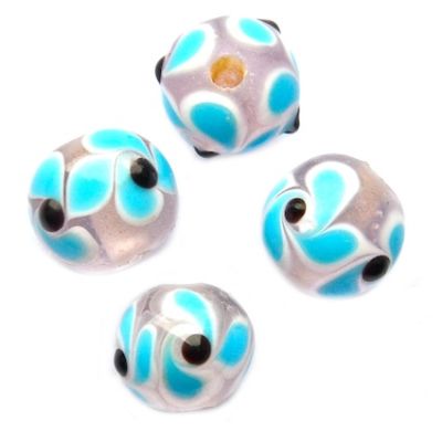 GL2066 12mm Blue Flower Pattern Round