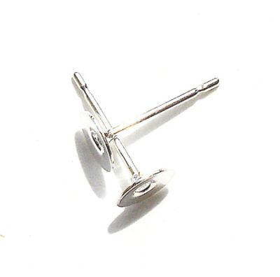 FN012 Pair of 5mm Silver Flat Pad Ear Stud