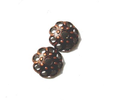 FN090 8mm Antique Copper Filigree Bead Cup