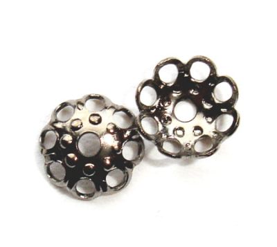 FN092 5mm Grey Black Filigree Bead Cup