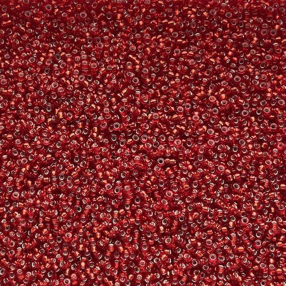 15-0011 Silver Lined Dark Red Size 15 Seed Beads