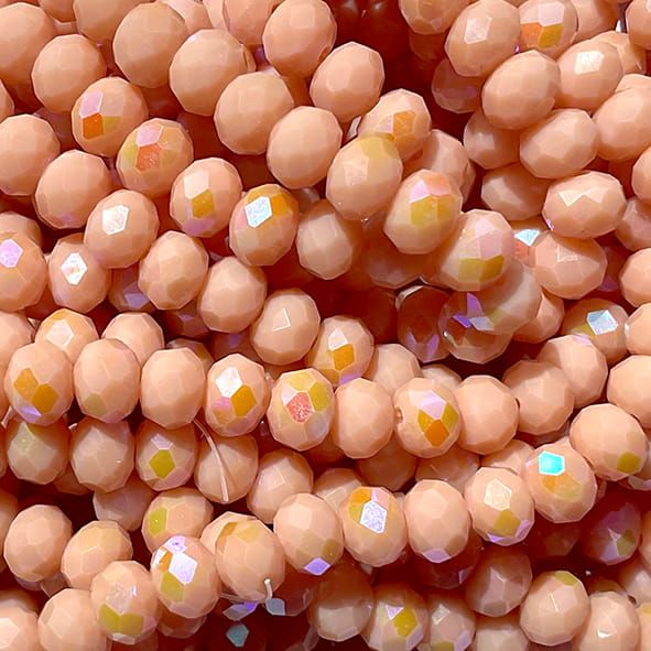 CC1311 6x8mm Faceted Peach Rondelle