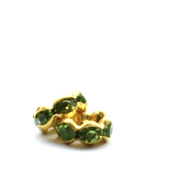 DR215 6mm Gold/Green Crown Rondelle