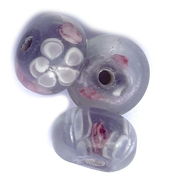 GL6753 Pastel Flower Rondelle Bead