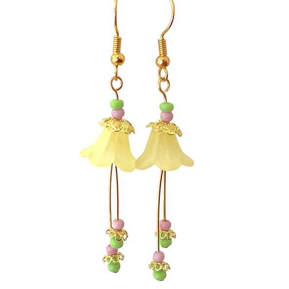 Delicate Fuchsia Earrings - Yellow