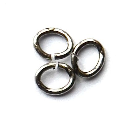 FN067 5x4mm Grey Black Oval Jump Rings