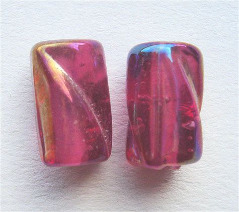 GL0966 10x8mm Pink Twisted Tube