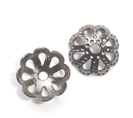 FN090GRB 8mm Grey Black Filigree Bead Cup
