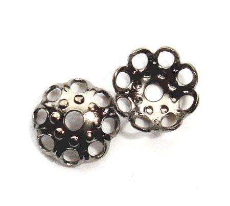 FN092 5mm Grey Black Filigree Bead Cup