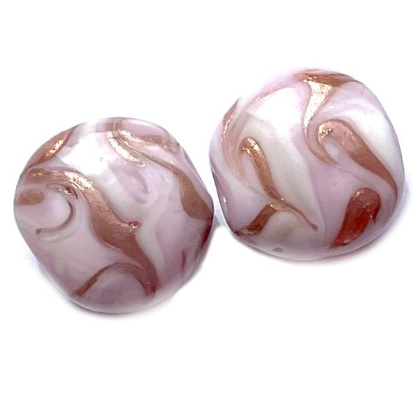 GL6832 20mm Opaque Pink Cushion Disc With Goldstone Swirl