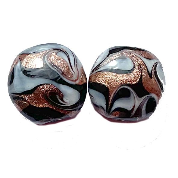 GL6833 20mm Black Cushion Disc With Goldstone Swirl