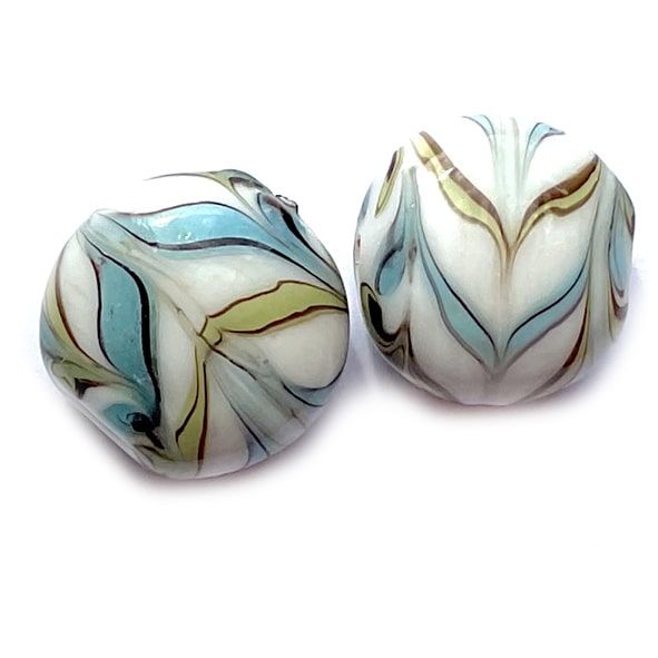 GL6842 20mm Turquoise and Lime Feathered Cushioned Disc