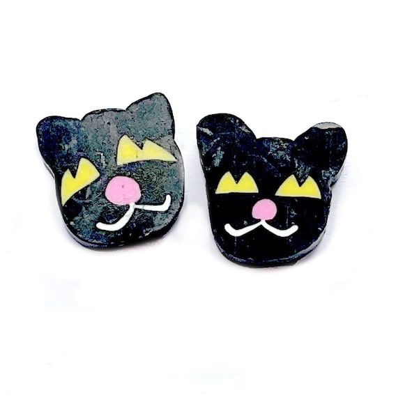 CE252 Black Cat Face Bead