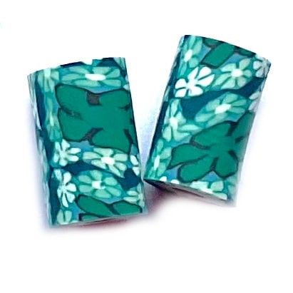 CE302 Teal Flower Tube Bead