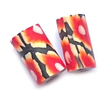 CE309 Red Flower Tube Bead