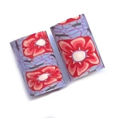 CE316 Lilac and Red Flower Tube Bead