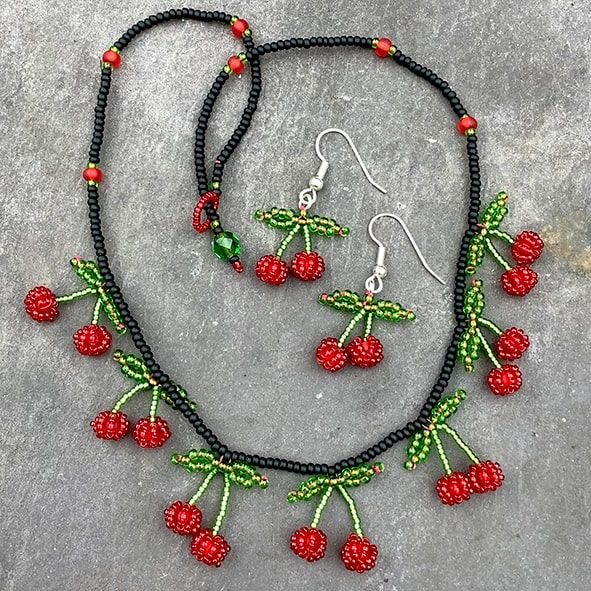 Cherry Necklace and Earrings Pattern