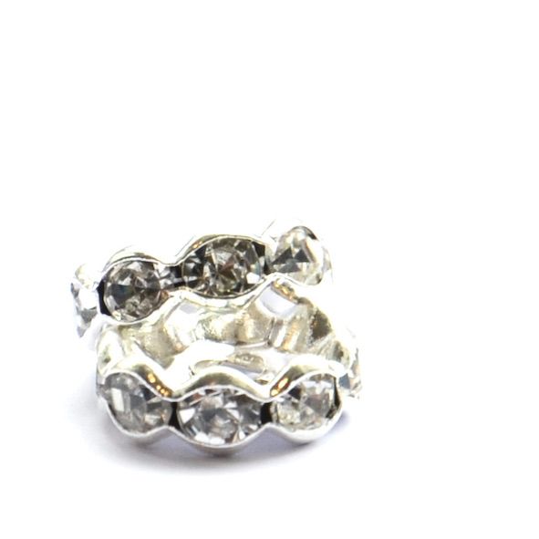 DR220 8mm Silver/Crystal Crown Rondelle