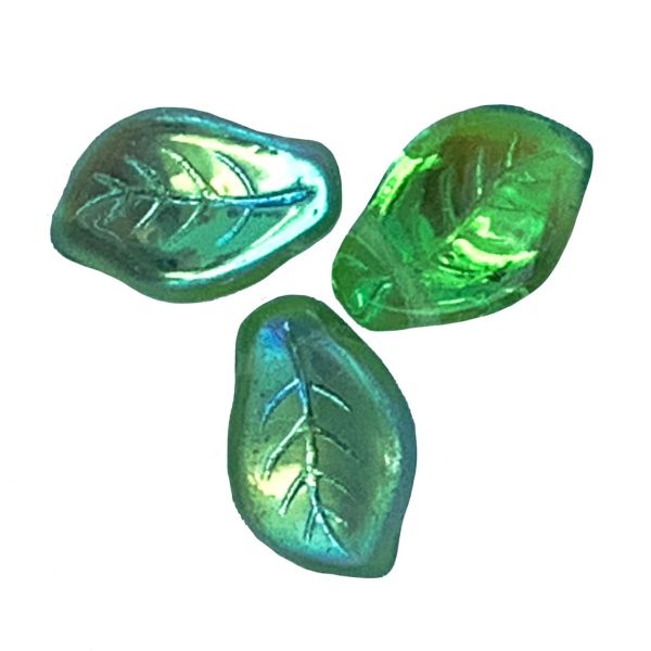 GL6064 14x9mm Trans Spring Green AB CH Leaf